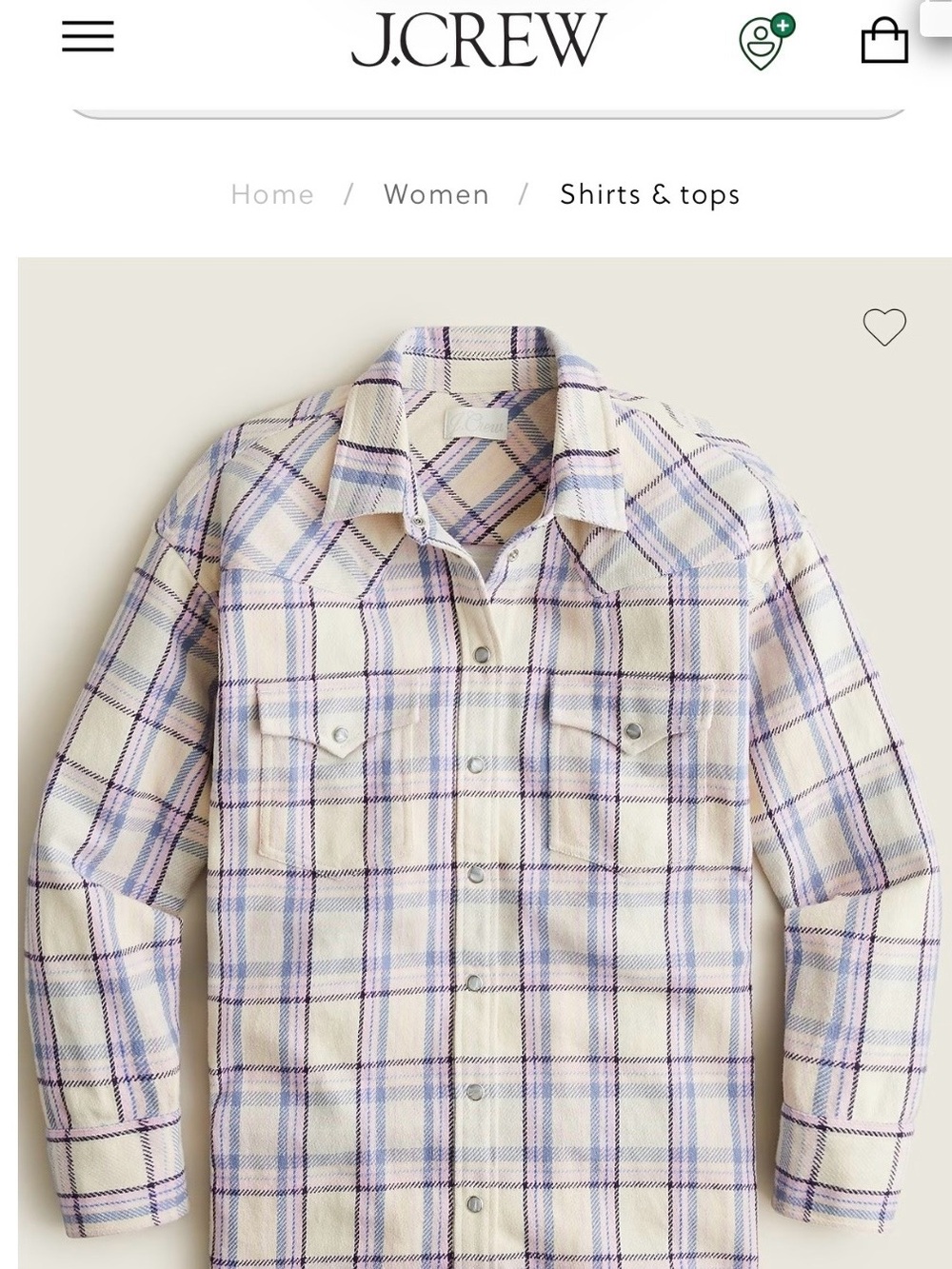 NWT J. Crew Lavender Plaid Pearl Snap Relaxed Shirt Shacket Women’s Size 12 / L - Picture 14 of 16